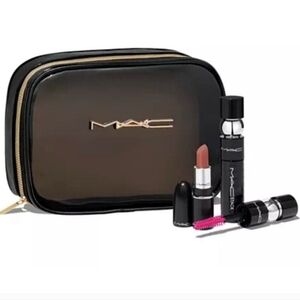 MAC Cosmetics,  Lipstick and Mascara Bundle Set with Smokey Pouch -NEW!